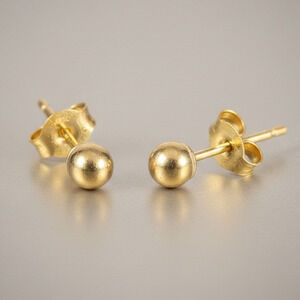Jewelry 3mm Solid 14k Yellow Italian Gold Push Back Ball Studs Made In Italy